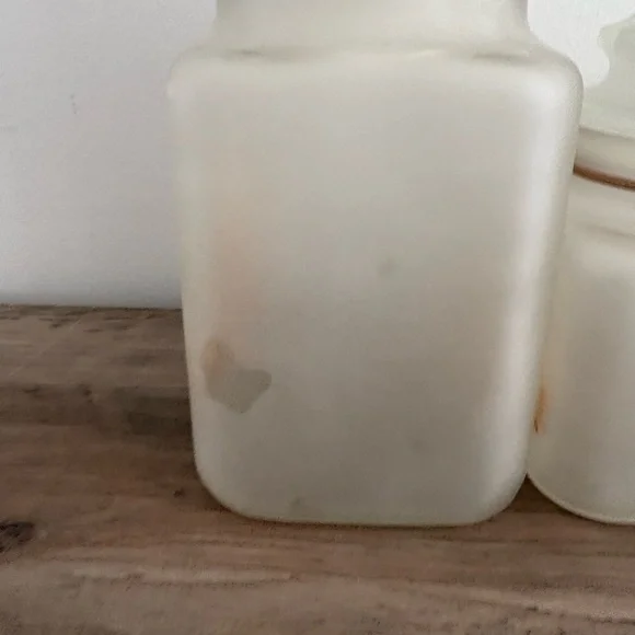 Vintage Retro Rare Anchor Hocking Frosted Glass Canister Floral Set
